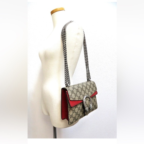 Gucci Beige and Red Shoulder Bag - Picture 1 of 16